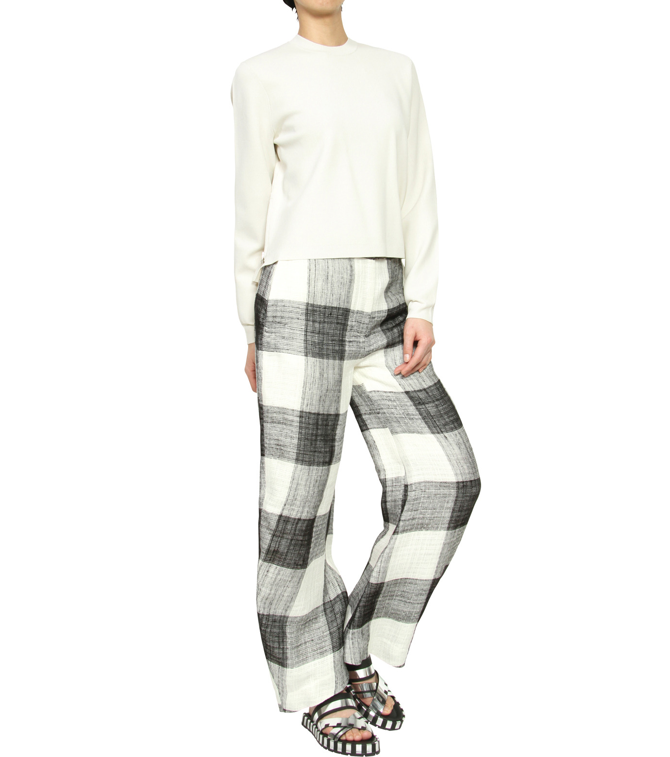 【Acne Studios】チェック柄ミッドライズバレルレッグパンツ Acne Studios】チェック柄ミッドライズバレルレッグパンツ