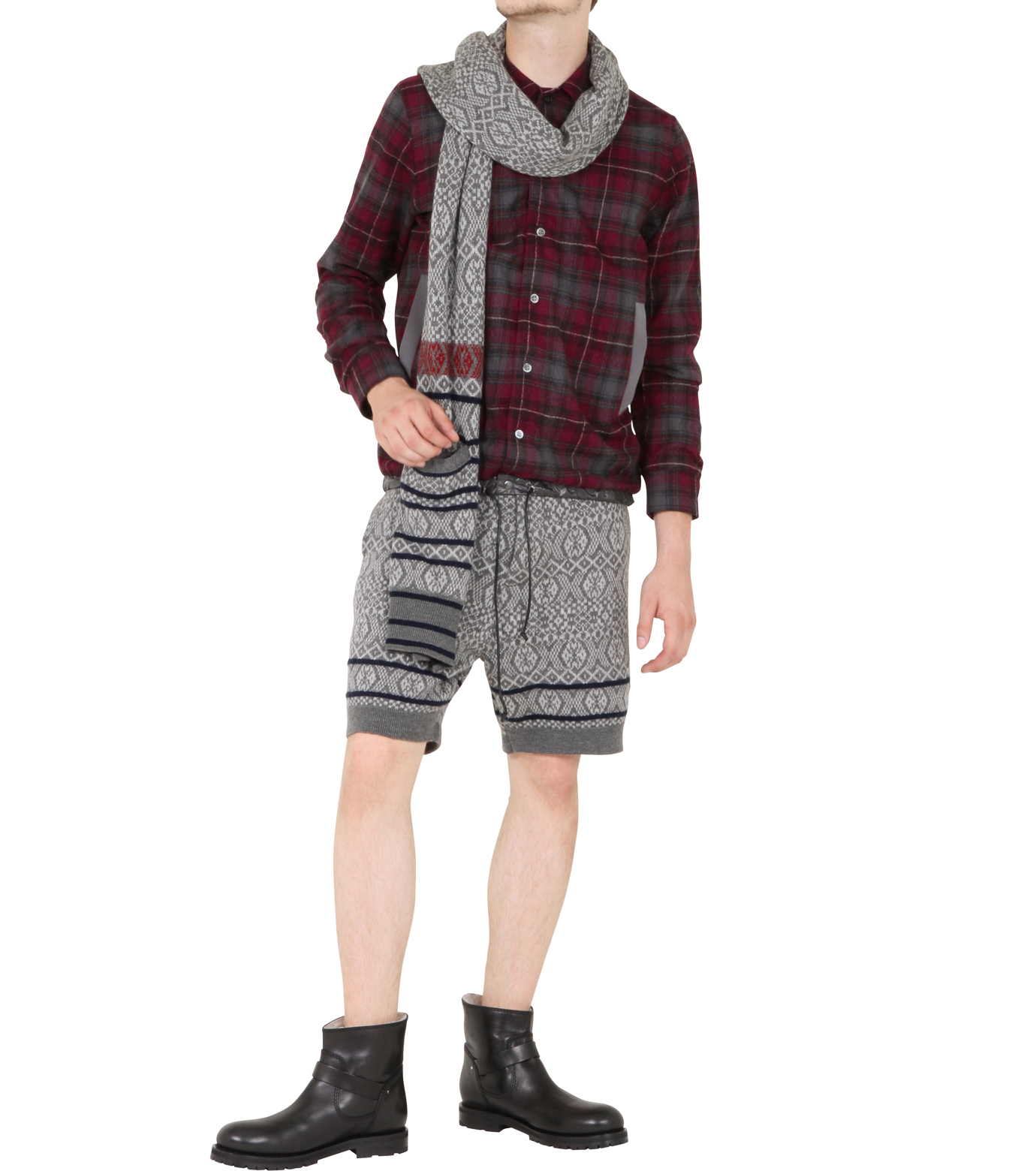 パンツ sacai knit shorts サカイ - sacai | Knit short pants-Gray-1の通販 | RESTIR リステア