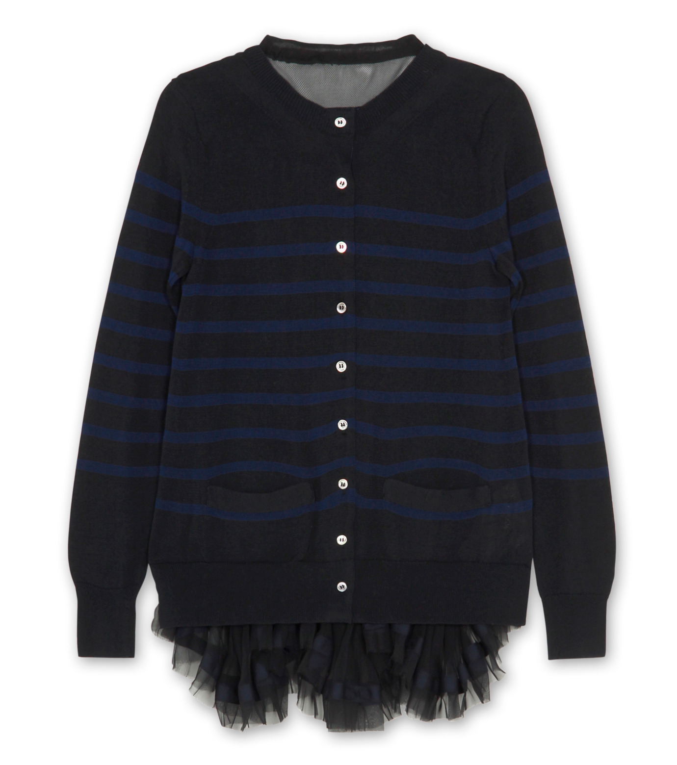 サカイ - sacai | Striped cardigan with pleated | RESTIR リステア
