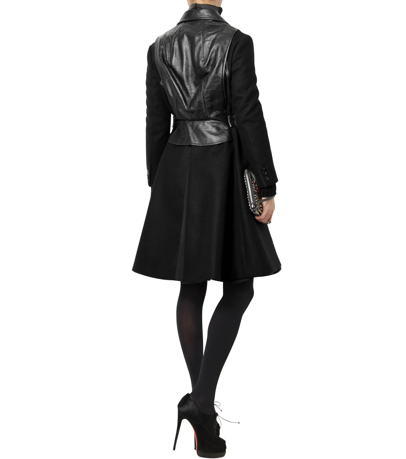 サカイ レザー ウール カシミヤ Cowhide Biker Detail Coat ライダース  