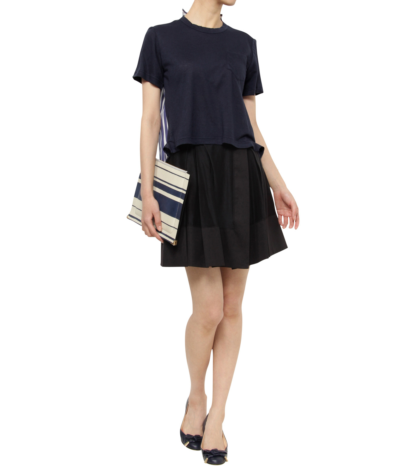 サカイ - sacai | T-Shirt w/Stripe Cotton-Navy-1の通販 | RESTIR