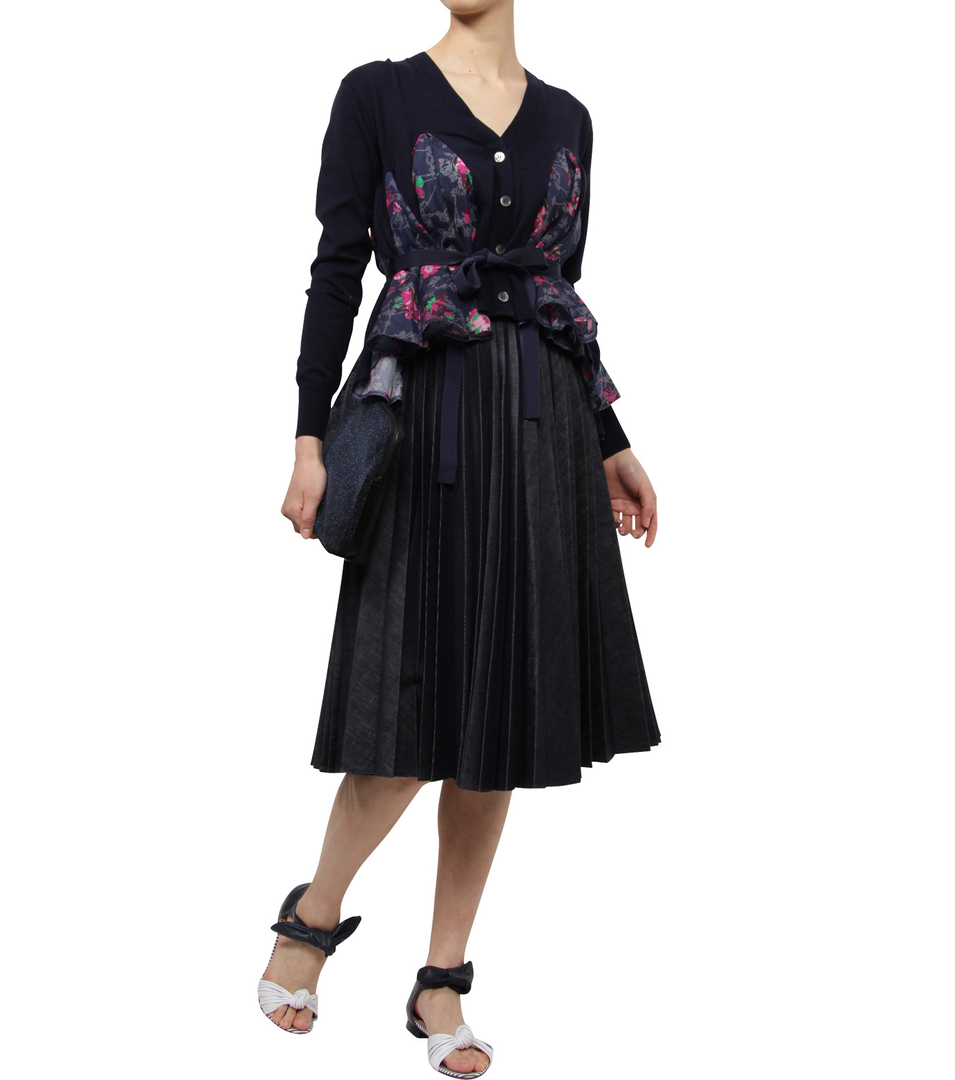 美品[sacai]1ArchivePrintMixSkirt(NAVY) 美品[sacai]スカートArchivePrintMixSkirt(NAVY)