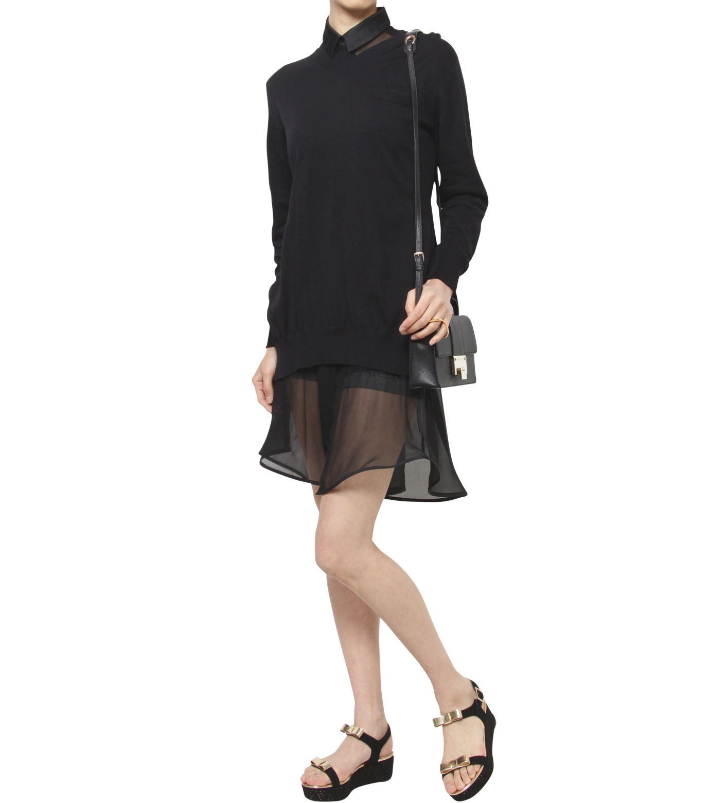 美品　sacai サカイ　スカート　冬　膝丈　カシミヤ　ウール　レース　トレンチ sacai サカイ 24SS Knit Skirt ニットスカート 24-07102 001