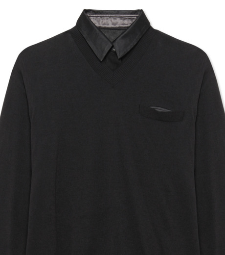 サカイ - sacai | Satin Collar Knit Dress-Black-1の通販