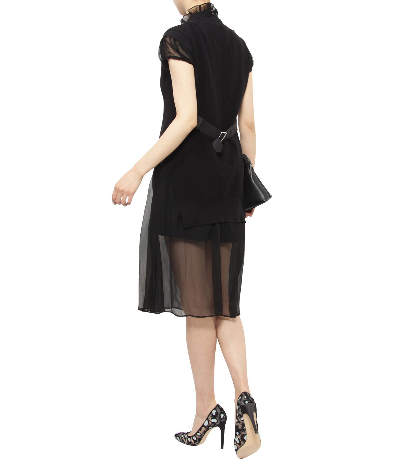 サカイ - sacai | Chiffon Highneck Knit Dress-Black-1の通販