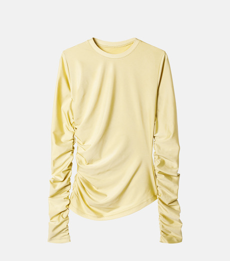 IRENE アイレネ 長袖 Tシャツ シャーリング ロン Tトップス