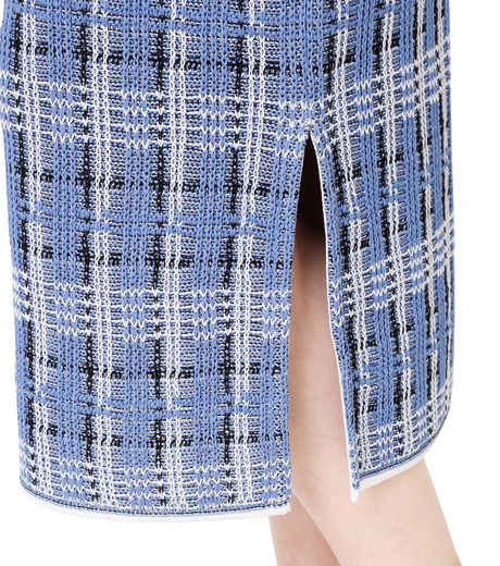 ル シェル ブルー - LE CIEL BLEU | Check Knit Skirt-Blue-36の