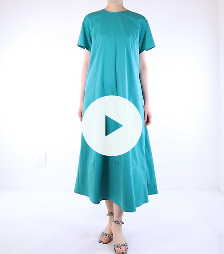 ル シェル ブルー Le Ciel Bleu Silky Tent Line Dress Green 36の通販 Restir リステア
