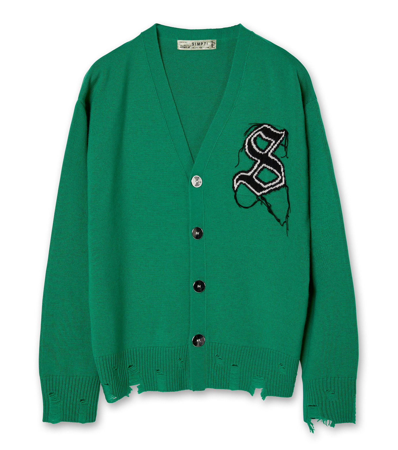 シンプティ - Simpti. | Damaged Wool Cardigan.-Dark Green-Fの通販 