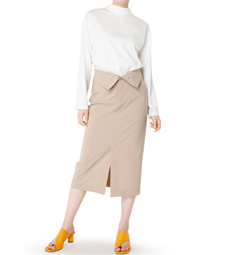 最終値下31日まで LE CIEL BLEU オゾンウォッシュジャージースカート ル シェル ブルー - LE CIEL BLEU | Fold Waist Skirt-Beige-38