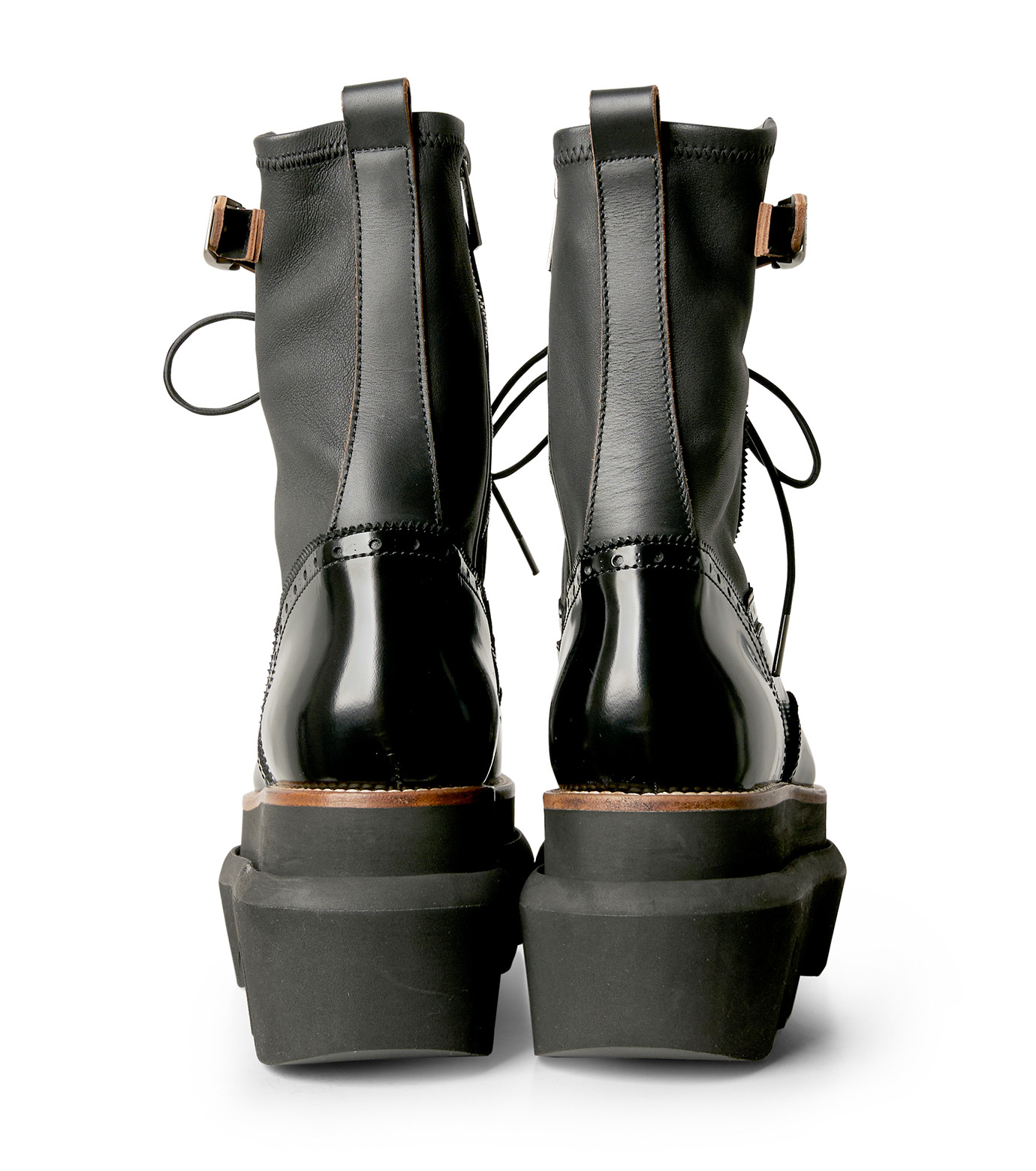 サカイ ブーツ 黒 sacai Wingtip Engineer Sock Boots Black