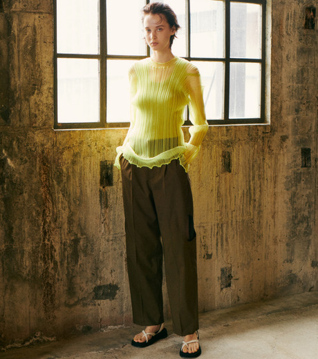 ル シェル ブルー - LE CIEL BLEU | Sheer Rib Knit Tops-Light ...