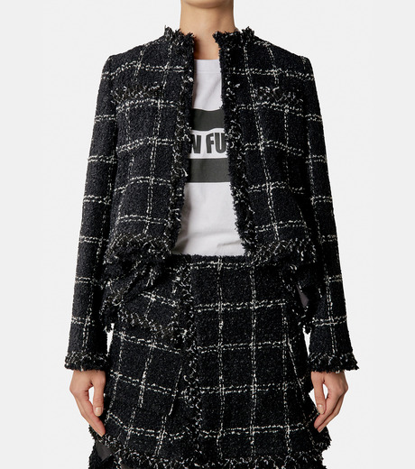 【アウター】サカイレイヤード風 ツイードコート size2 sacai(サカイ) コントラストパネルAライントレンチコート 22