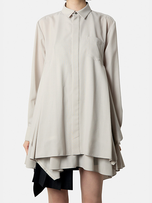 関税送料込【sacai】アシンメトリーシャツドレス Sacai☆関税込☆アシンメトリーストライプ シャツドレス