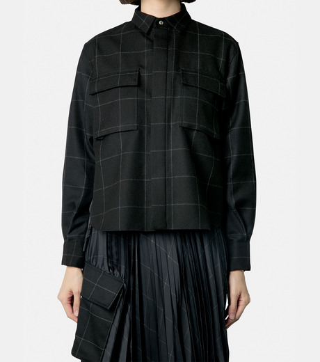 サカイ - sacai | Windowpane Shirt-Black-1の通販 | RESTIR