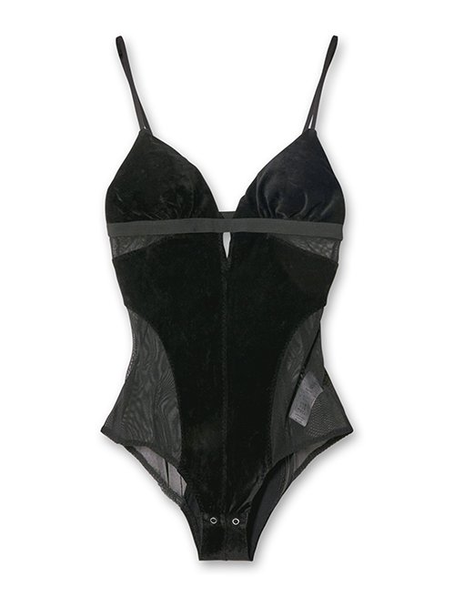トップス fetico MESH COMBINED VELOUR BODYSUIT fetico MESH COMBINED VELOUR BODYSUIT