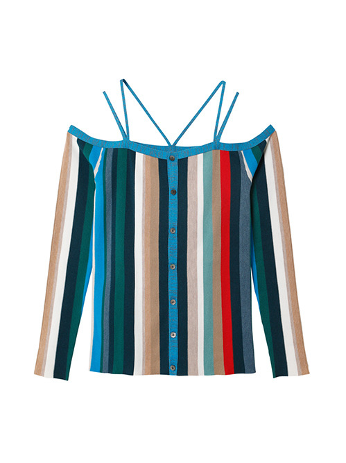 ル シェル ブルー - LE CIEL BLEU | Off Shoulder Knit Top