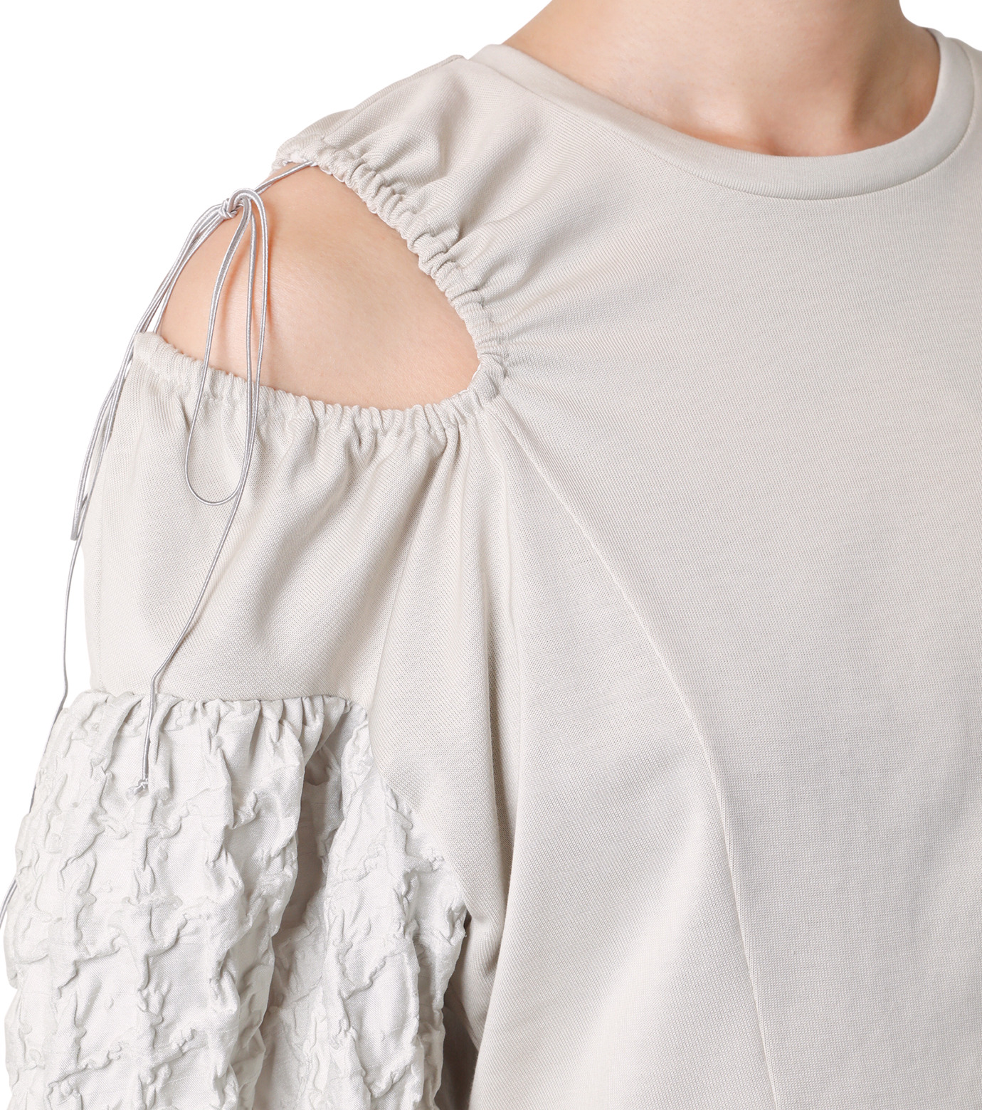 高い素材 ル Jersey Sleeve Textured | BLEU CIEL LE - ブルー シェル トップス