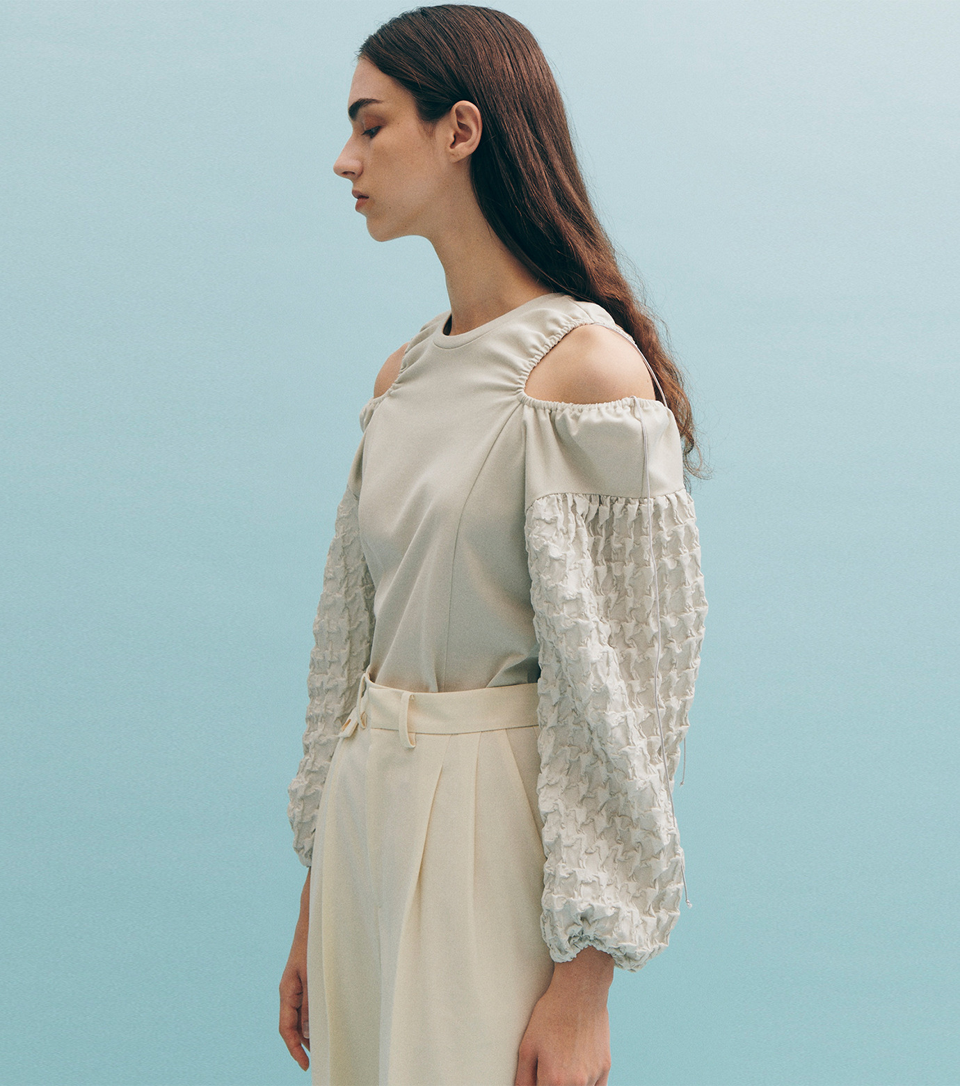 LE CIEL BLEU Textured Sleeve Jersey Top