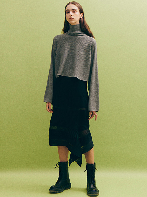LE CIEL BLEU◆カーディガン(厚手)/36/ウール/GRN/無地/24A61310 ル シェル ブルー - LE CIEL BLEU | Eyelet Pattern Knit