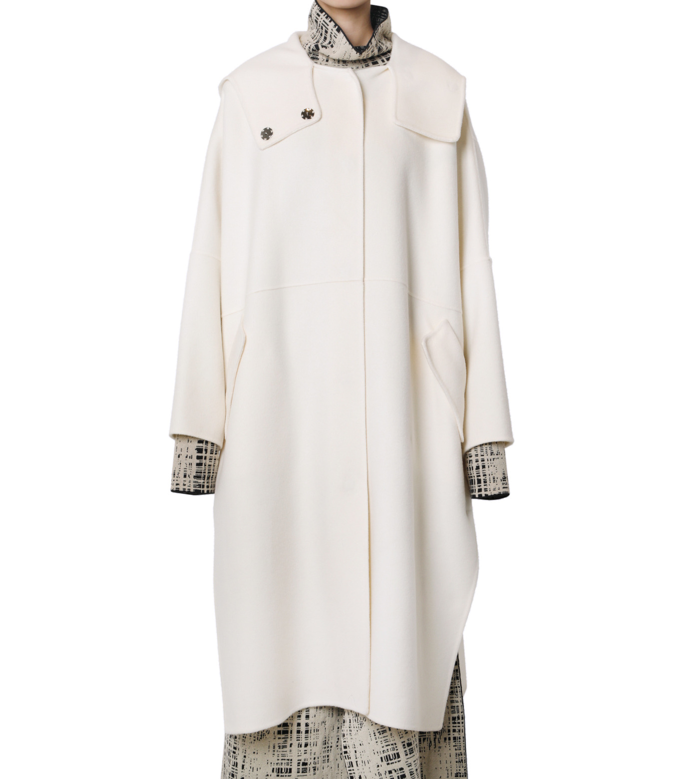 ル シェル ブルー - LE CIEL BLEU | Hooded Over Coat-White-36の通販 ...