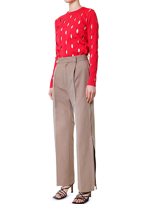 ル シェル ブルー - LE CIEL BLEU | Side Zip Trousers-Brown-36