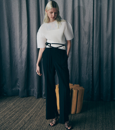 ル シェル ブルー - LE CIEL BLEU | Tie Waist Pants-Black-34の通販 ...