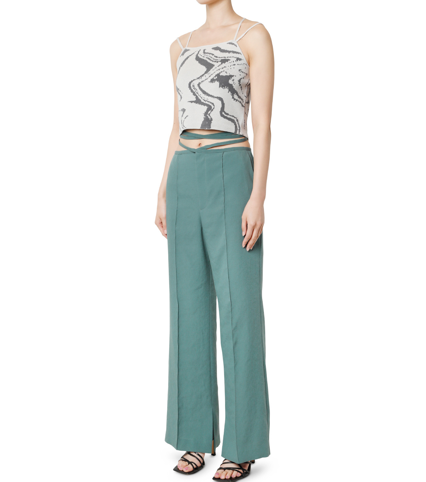 LE CIEL BLEU - ♡ひ♡ ル シェル ブルー - LE CIEL BLEU | Tie Waist Pants-Green-34の