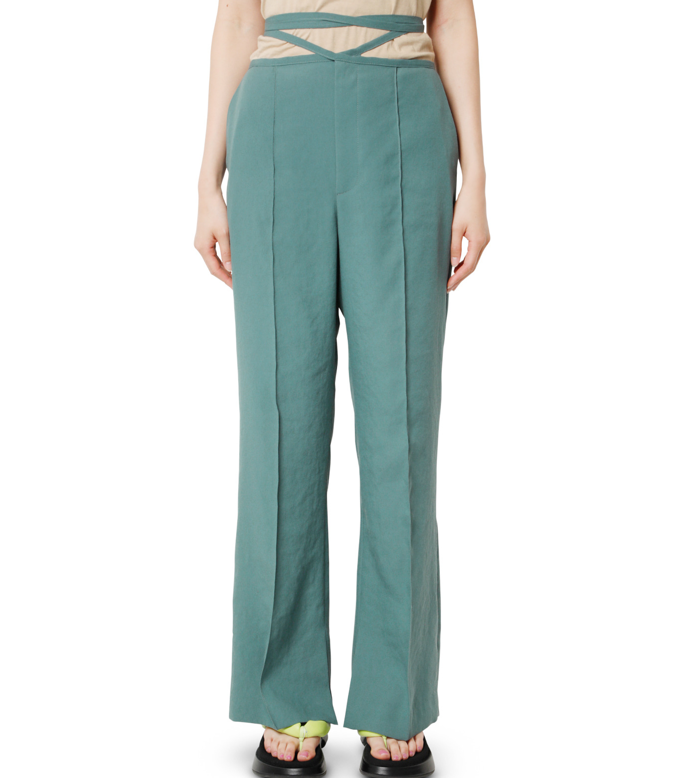 ル シェル ブルー - LE CIEL BLEU | Tie Waist Pants-Green-34の