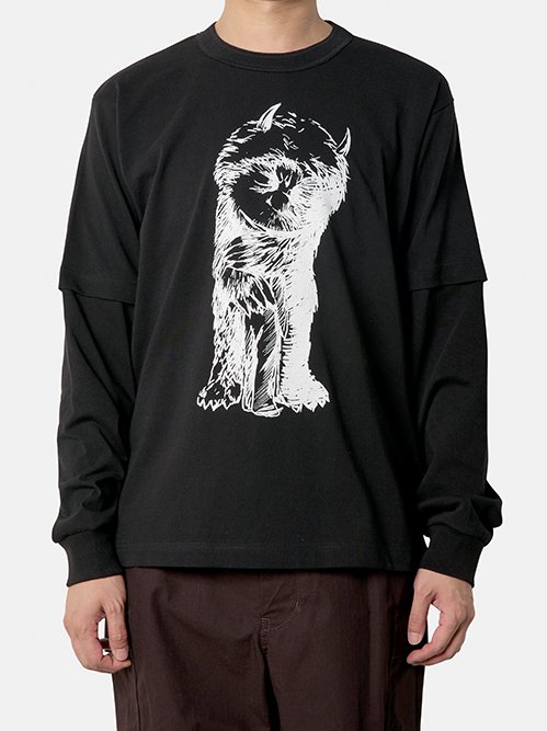 半額ストア サカイ - sacai | WHERE THE WILD THINGS ARE L/S T-Black-5の トップス