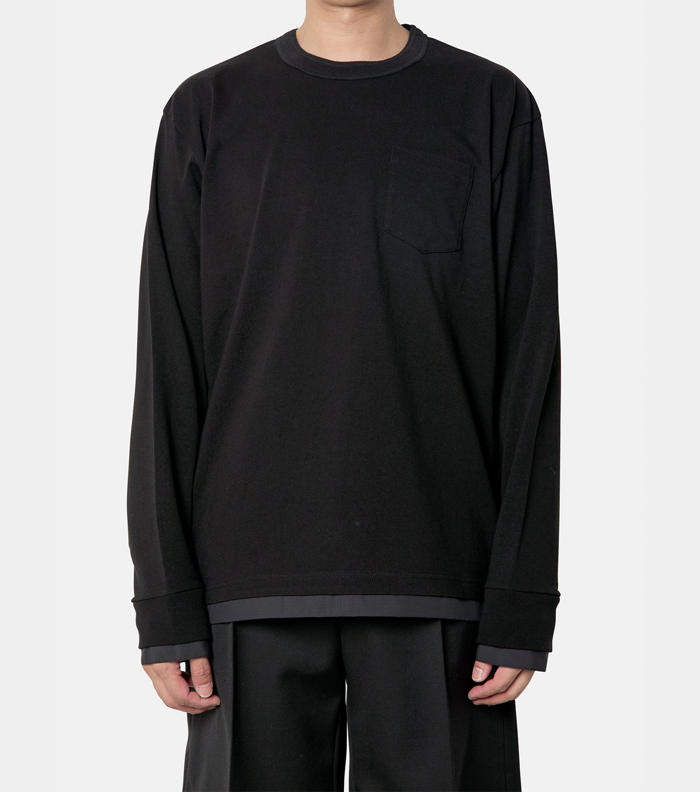 サカイ - sacai | Cotton Jersey L/S T-Shirt-Black-2の通販