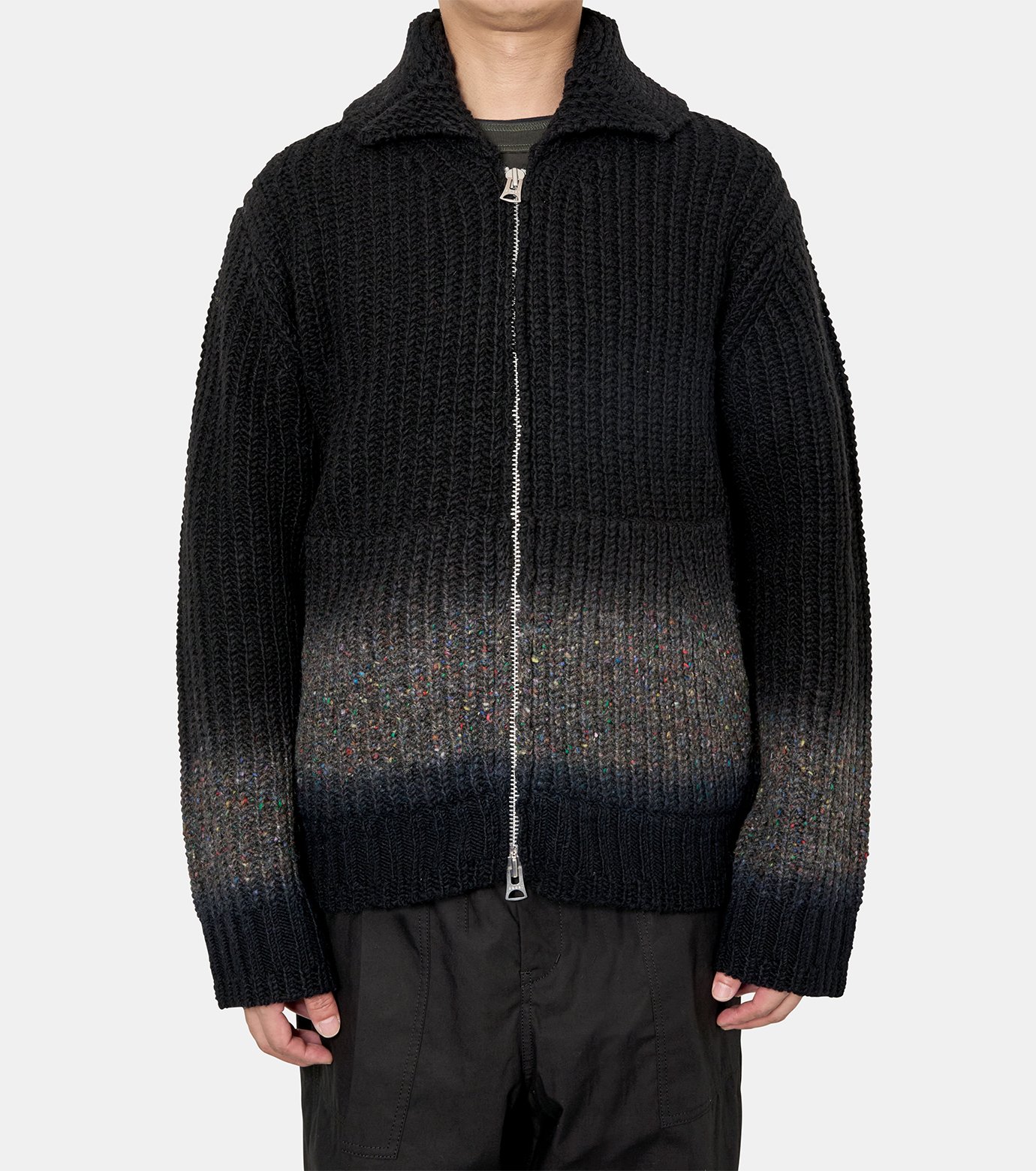 サカイ - sacai | Garment Dye Wool Knit Cardigan-Black-2の