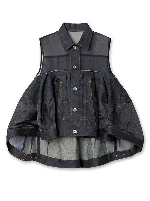 サカイ - sacai | Denim Mix Sless Shirt-Indigo-1の通販