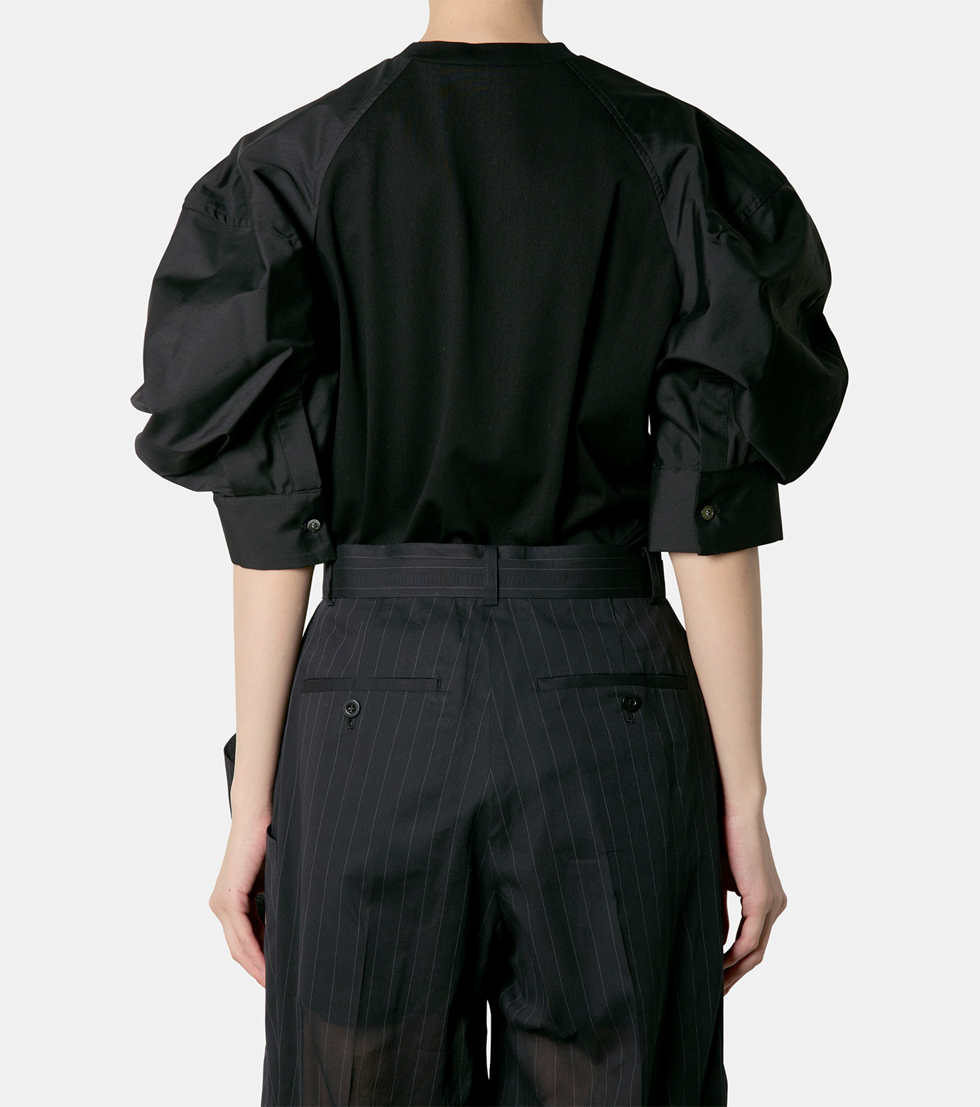 サカイ - sacai | Poplin x Jersey T-Shirt-Black-2の通販