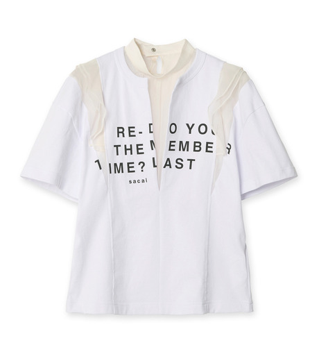 サカイ - sacai | Jersey x Satin T-shirt w/Print-White-1の