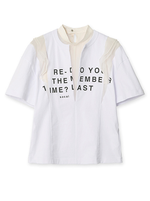 すぐ届く！ sacai プリント L/S Tシャツ グレー サカイ - sacai | Jersey x Satin T-shirt w/Print-White-1の