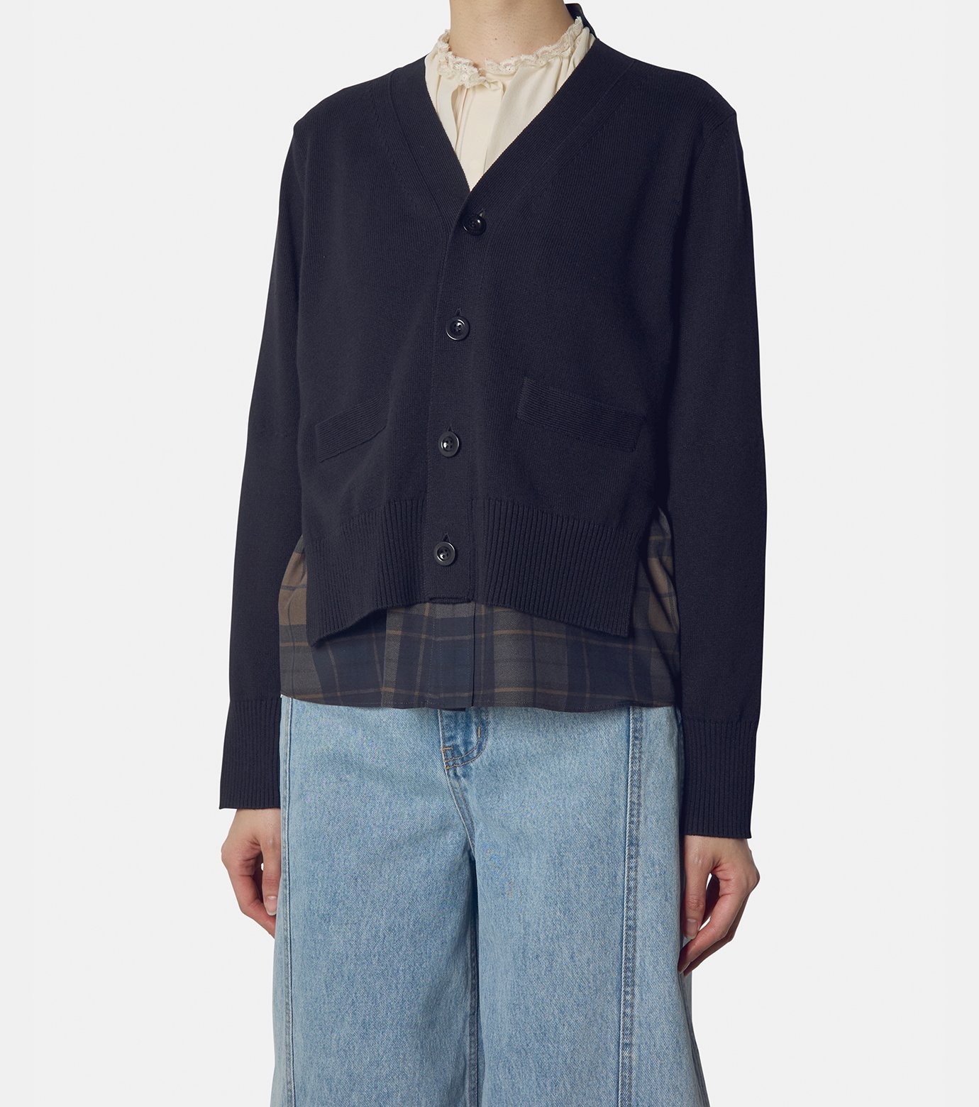 サカイ - sacai | Plaid Print Cardigan-Navy-1の通販 | RESTIR
