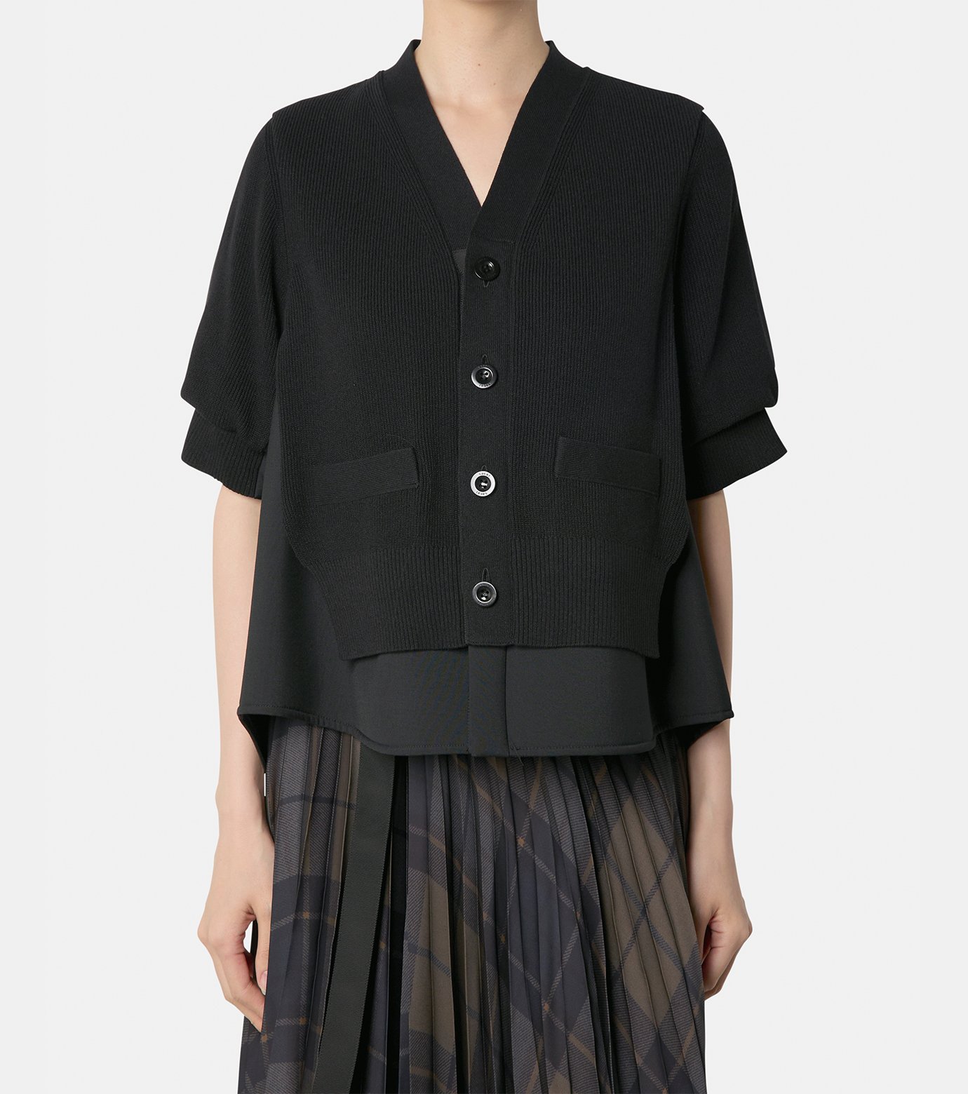 sacai Suit Mix Knit Cardiganドッキング ジャケット sacai Suit Mix Knit Cardiganドッキング ジャケット
