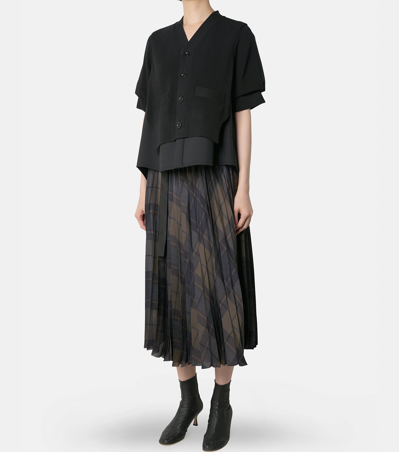売り切り最終激安価格sacai✖︎SPIEWAKロングコート サイズ１美品 お勧め サカイ - sacai | Suiting Mix Knit Cardigan-Black-1の通販