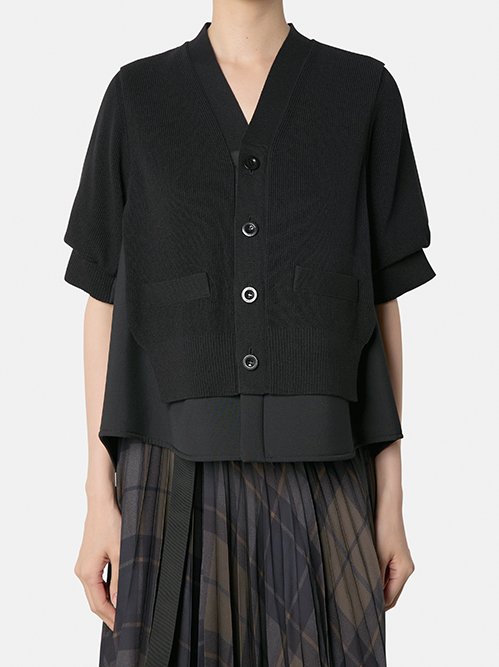 ▪️美品 Sacai 異素材MIX ドッキングカーディガン ニット切替 ブラック sacai] Suiting x Knit Cardigan – MaW SAPPORO