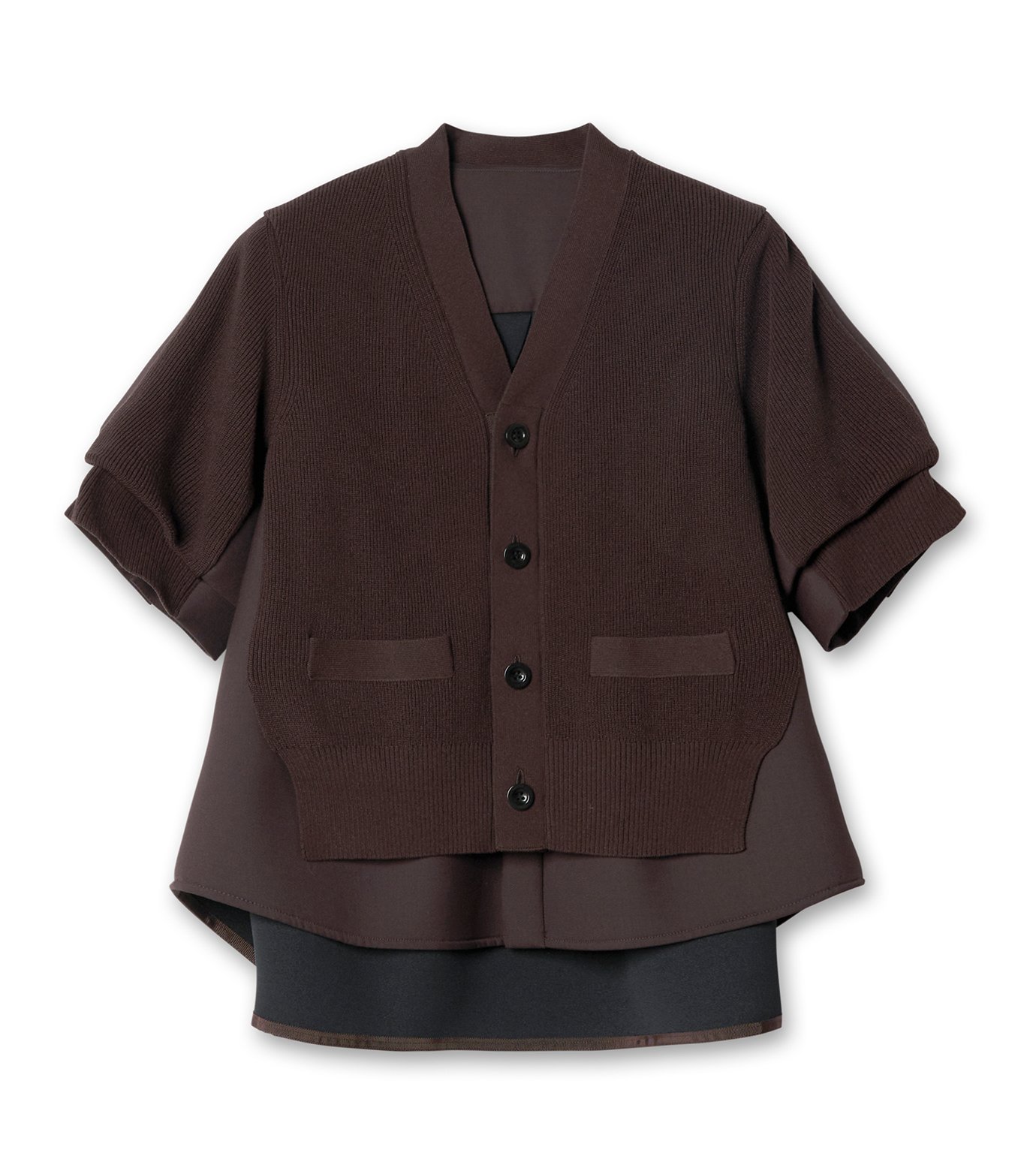sacai◆カーディガン(厚手)/1/ウール/BRW/22-0442S sacai(サカイ) / カーディガン(厚手)/1/ウール/BRW/22-0442S