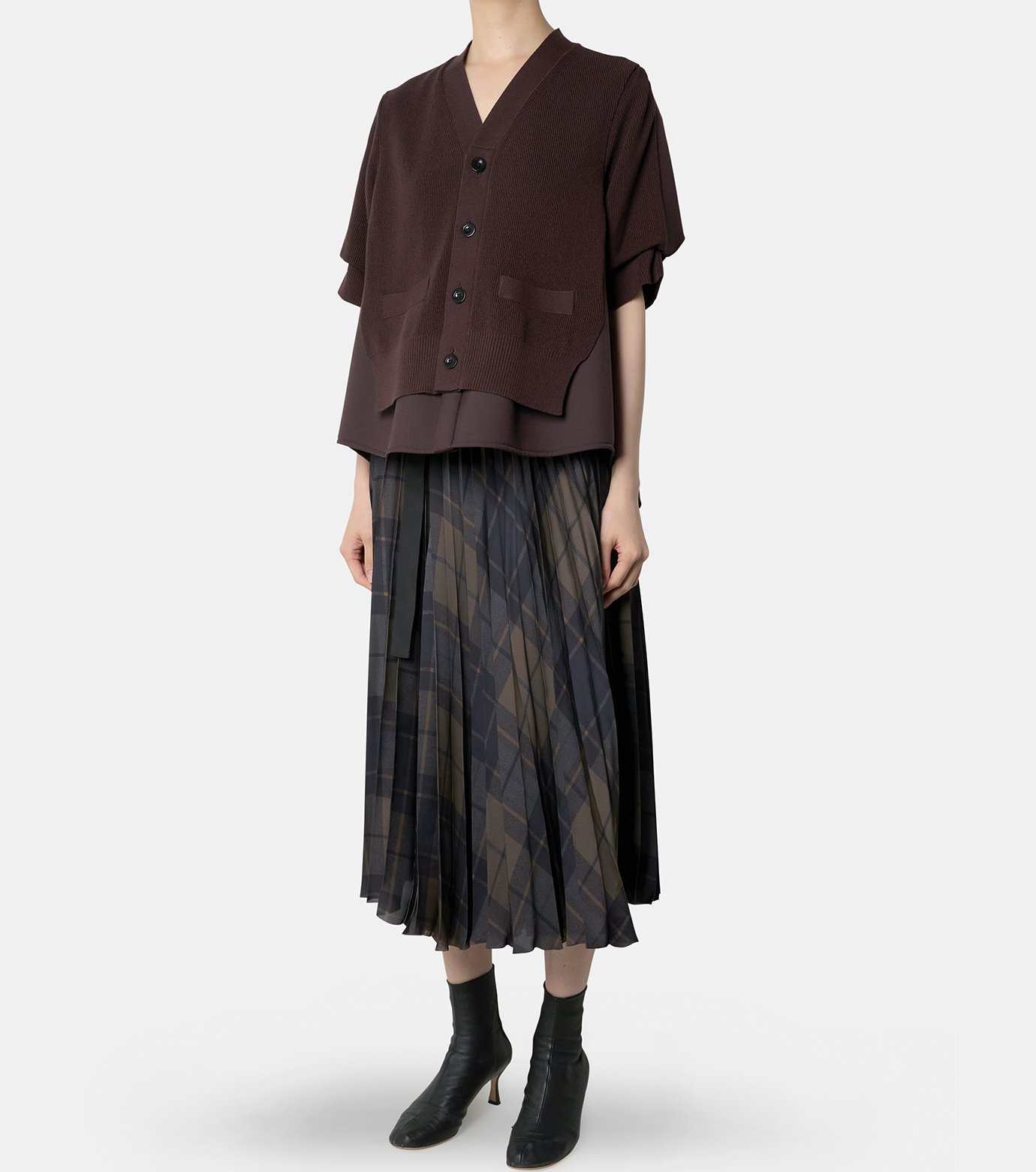 sacai Suit Mix Knit Cardiganドッキング ジャケット sacai: Black Suiting Mix Knit Cardigan | SSENSE
