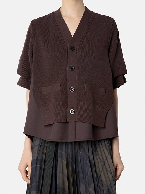 サカイラック トップス  Bランク. サカイ - sacai | Suiting Mix Knit Cardigan-Brown-1の通販