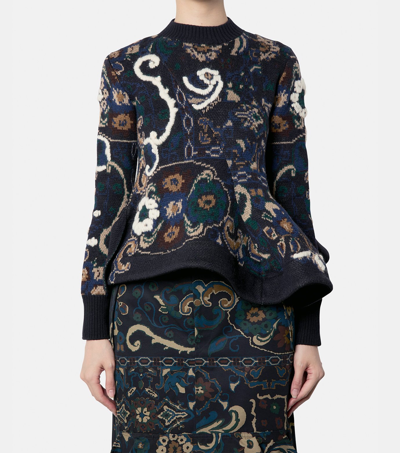 sacai ネイビー オレンジニット　パターン スカート WOMEN SKIRTS | sacai Official Store サカイ オフィシャル