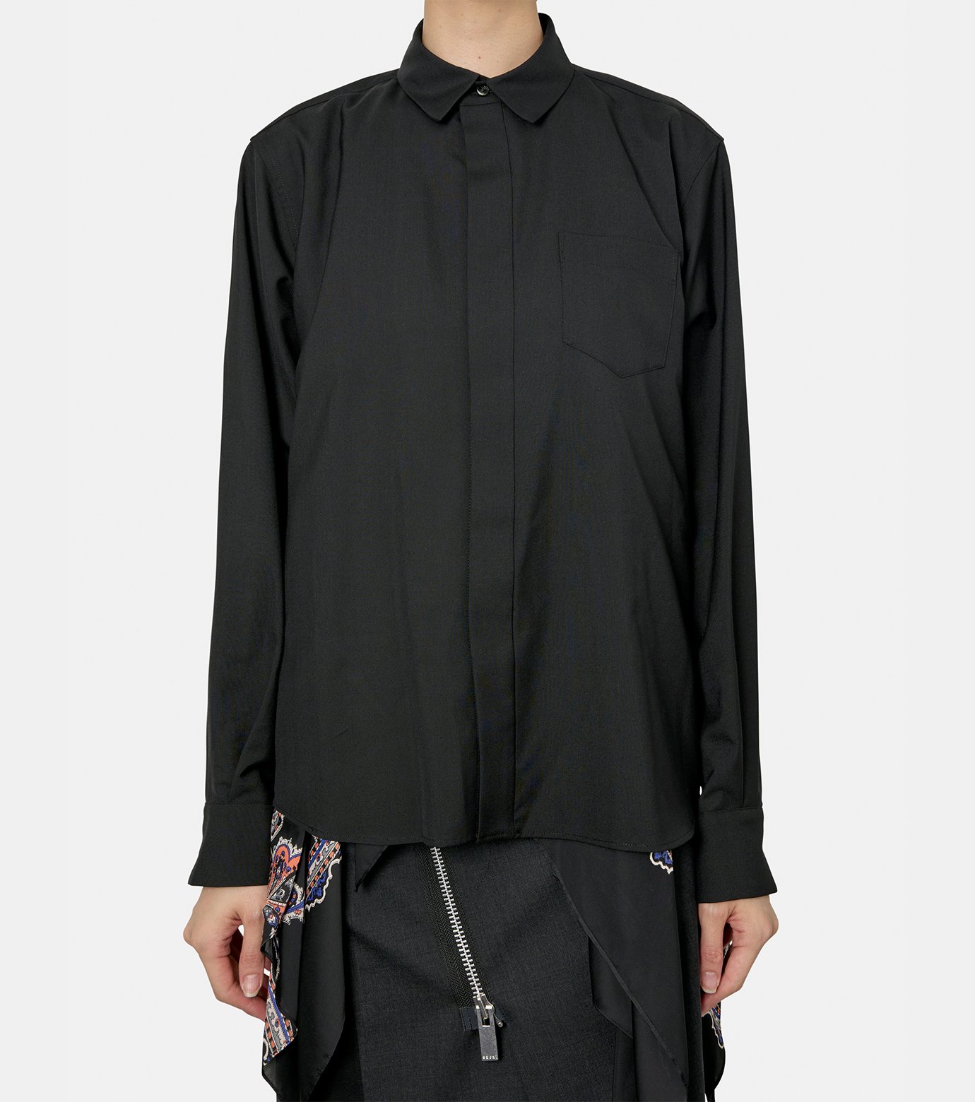 サカイ - sacai | Suiting x Paisley Print Shirt-Black-2の通販