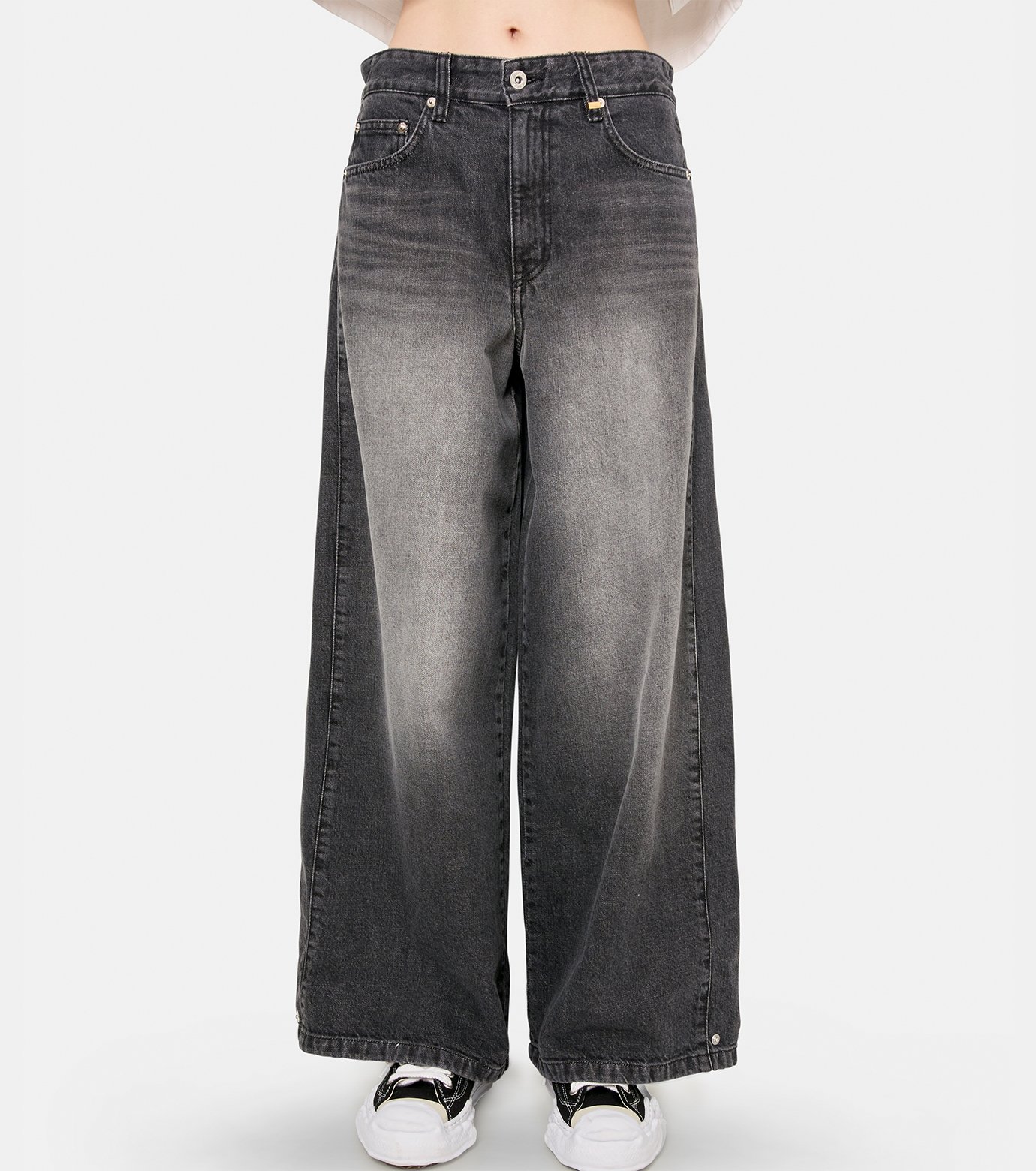 ウェルダン - WE11DONE | TUCKDETAIL DENIM TROUSERS-Black-XSの通販