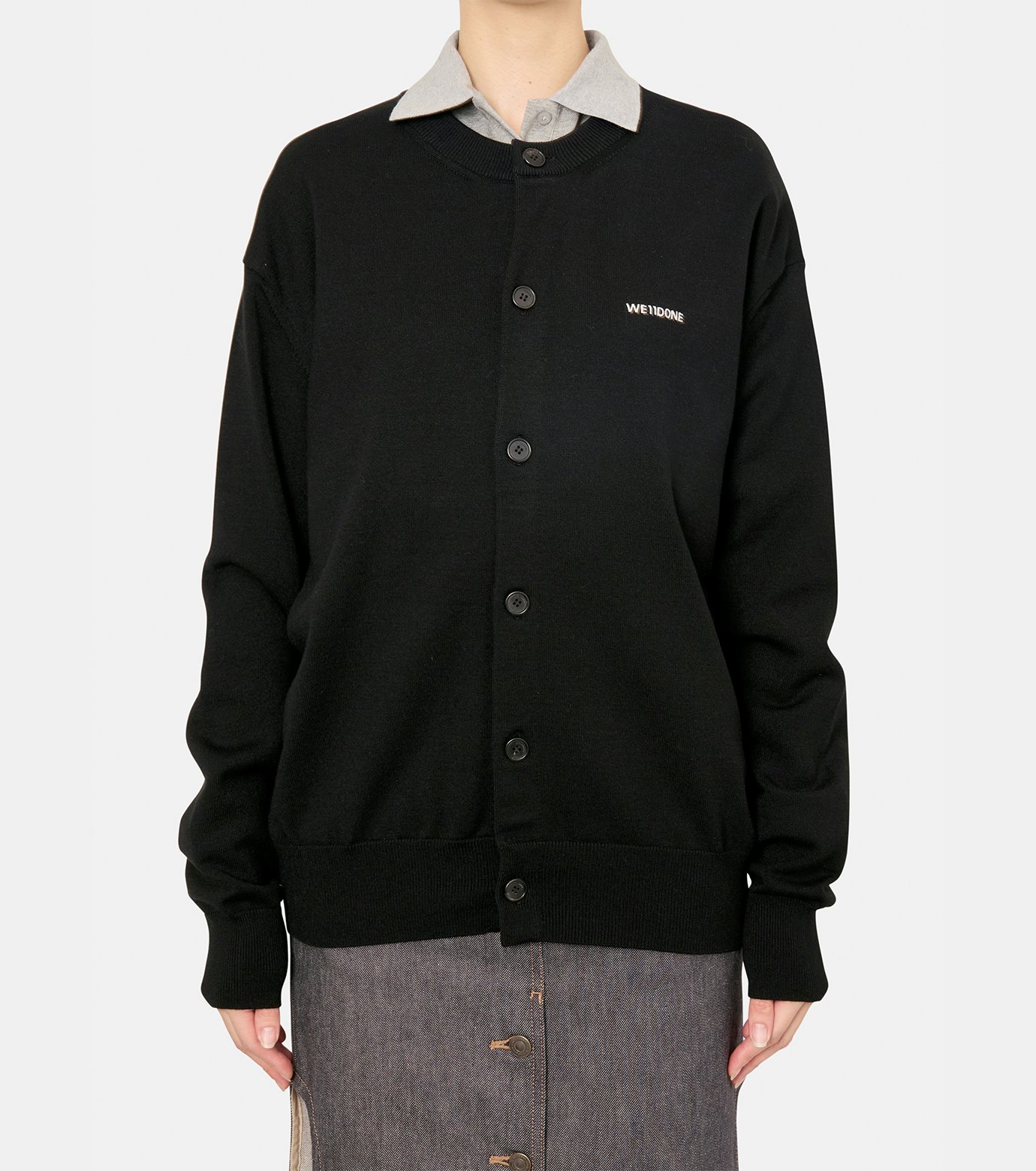 WE11DONE ウェルダン スタッズカーディガン 袴ジャケット ウェルダン - WE11DONE | CLASSIC KNIT CARDIGAN-Black-Sの通販