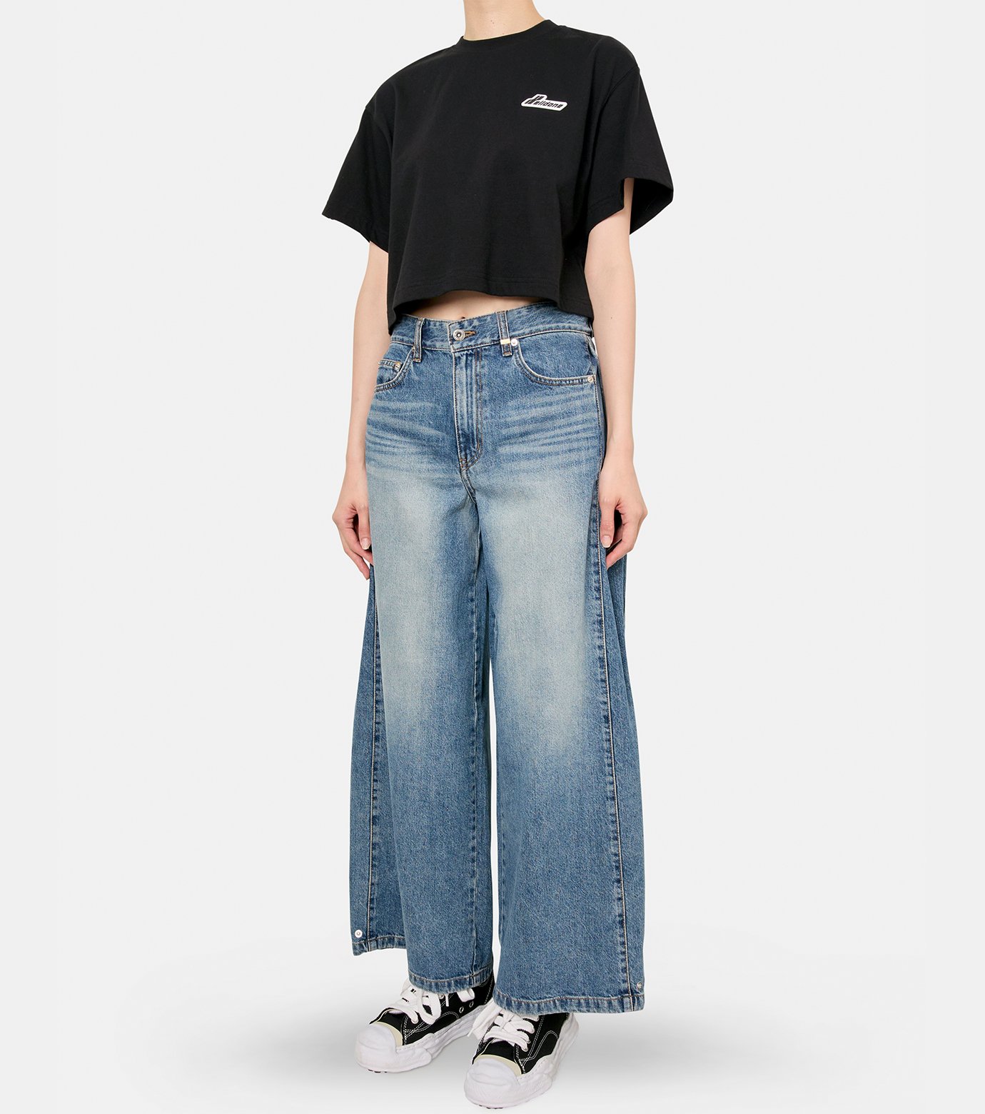 We11Done ♥ Crop Chain T-Shirt /追跡付 ウェルダン - WE11DONE | CROPPED LOGO T-SHIRT-Black-Mの通販