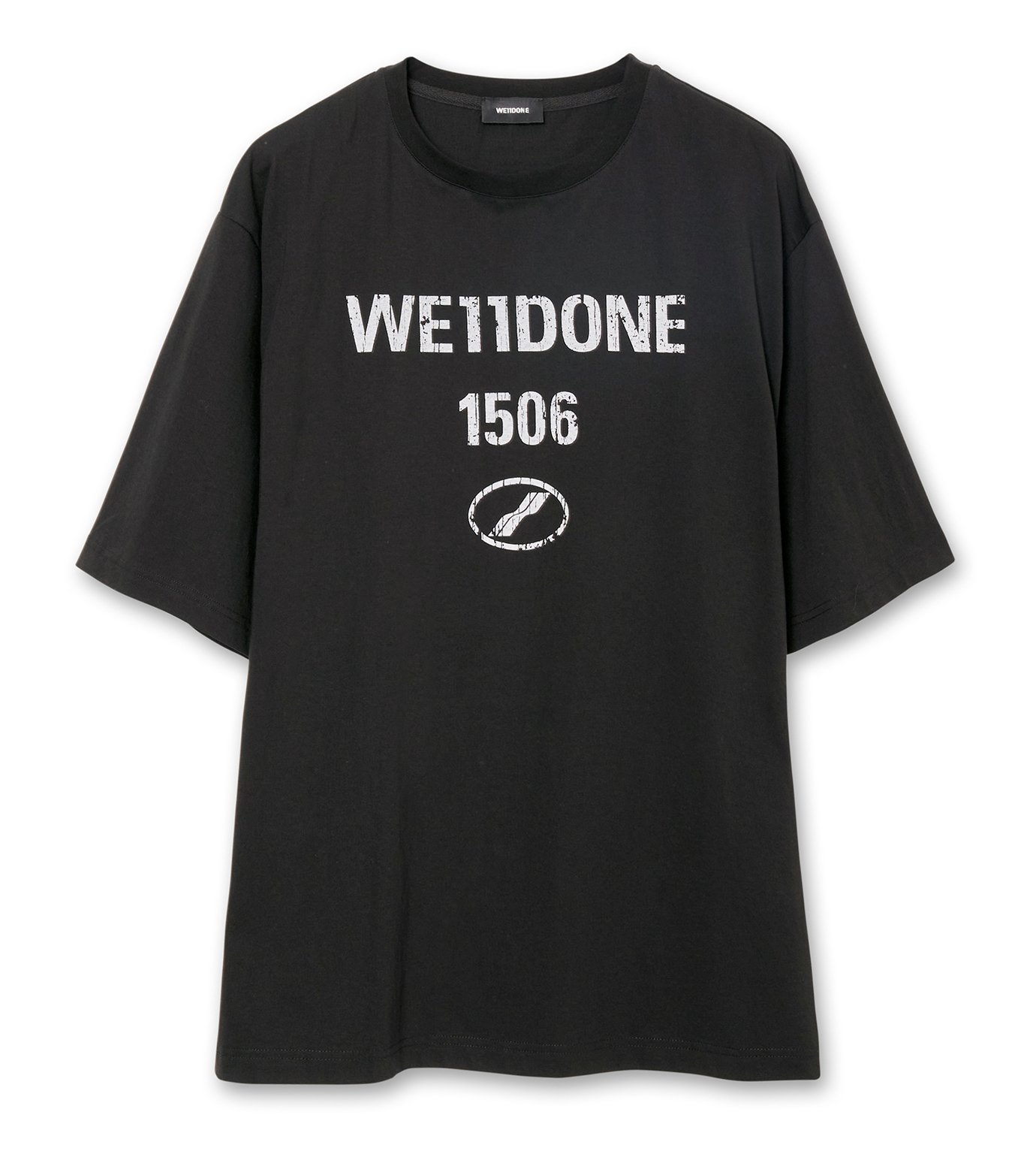 即*！様 新品 ウェルダンWE11DONE WOOL エンボス 加工 LOGOジ ウェルダン - WE11DONE | VINTAGE LOGO PRINT T-SHIRT-Black-Sの通販