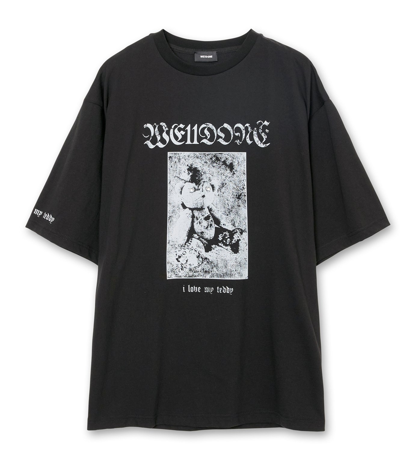【関税込み】We11done ブラック Teddy Sleeved Tシャツ ウェルダン - WE11DONE | TEDDY SLEEVED TSHIRT-Black-Sの通販